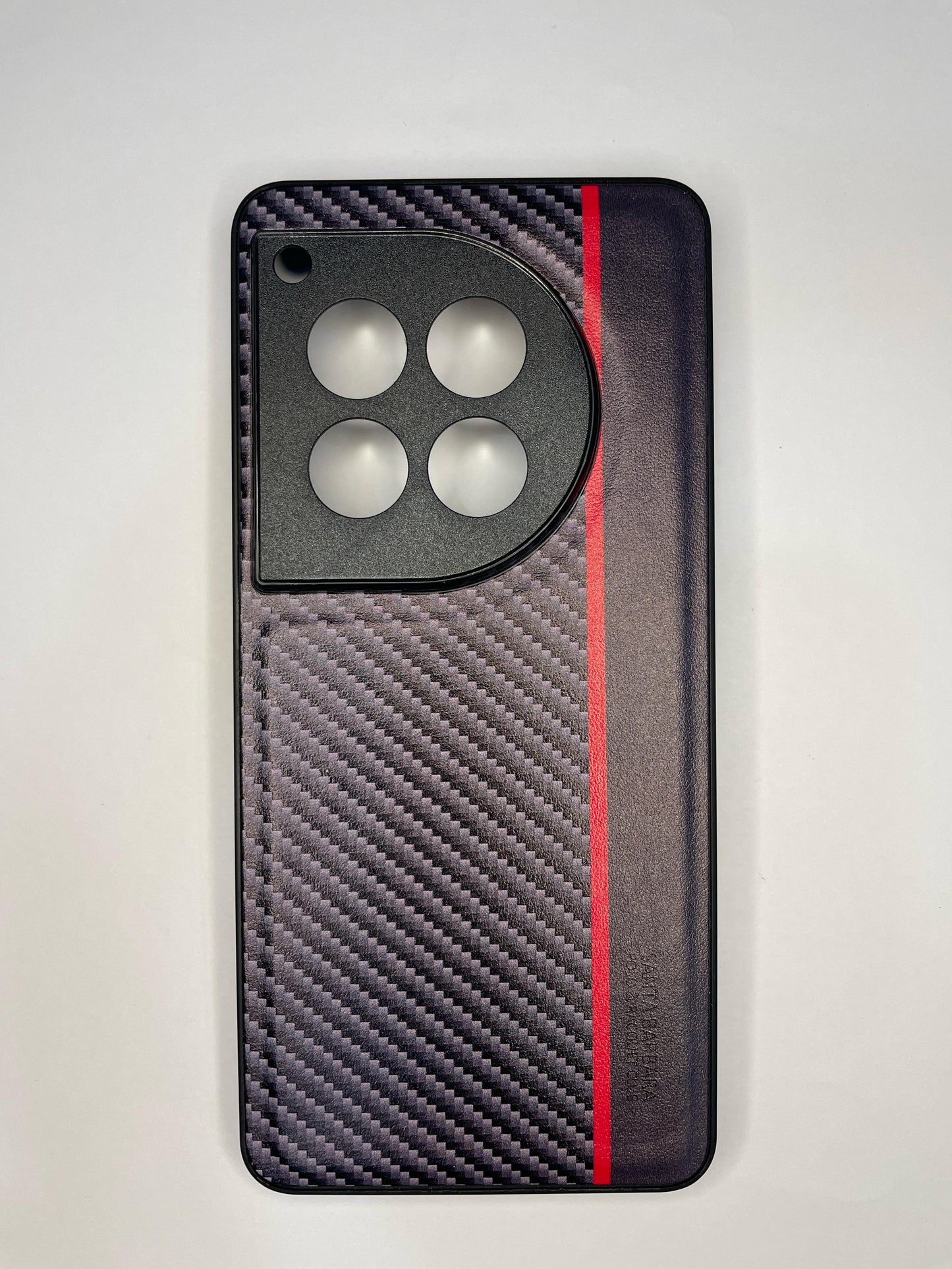 Oneplus 12R Black Carbon Fiber Red Line Case