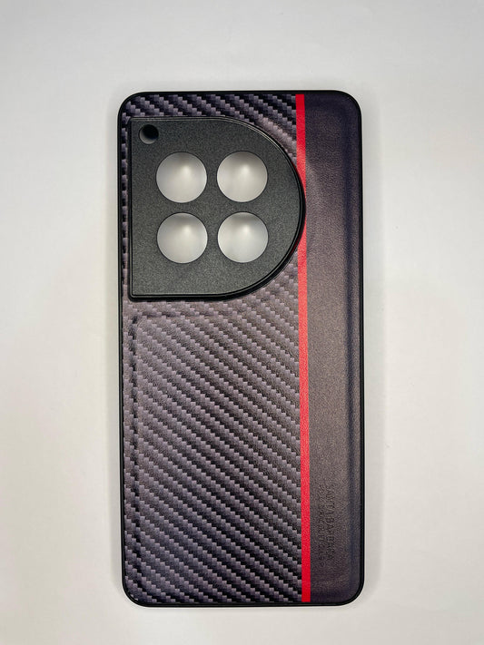 Oneplus 12 Black Carbon Fiber Red Line Case