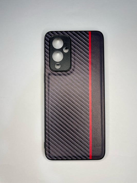 OnePlus 9 Black Carbon Fiber Red Line Case