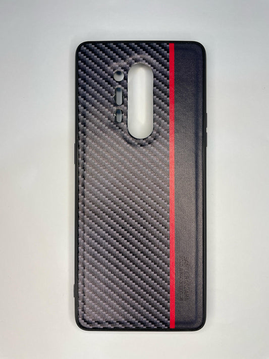 OnePlus 8 Pro Black Carbon Fiber Red Line Case